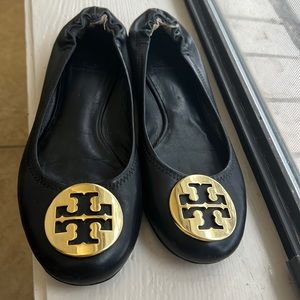 Tory Burch Reva Black Ballet Flats Size 6.5